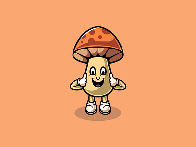 Cute Smiling Mushroom Illustration branding graphic design illustration plants ui