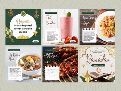 Hijau Krem Modern Ide Menu Berbuka Puasa Instagram Post Carousel branding canva canvatemplate design design graphic v graphic design logo