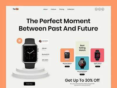 Smart Watch Website Landing Page clock ecommerce gadgets landing page modern smart watch ui ux watch watch design watch landing page watch website web design website
