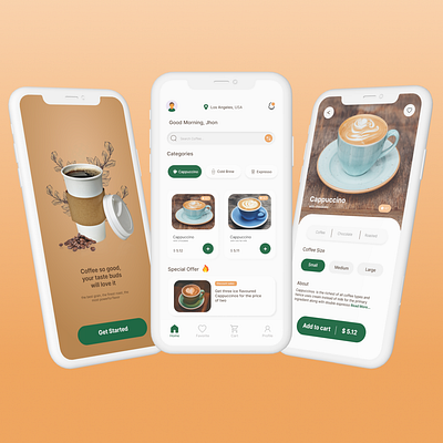 Coffee Cafe App app coffee design graphic design mobile ui popular trending ui ux web