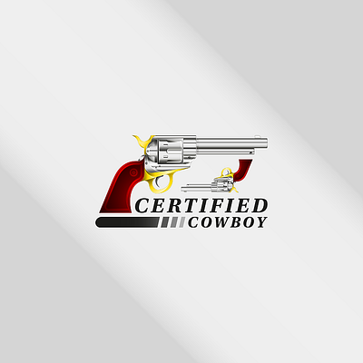 Certified Cowboy cowboy design gun logo metal revolver vector western wood