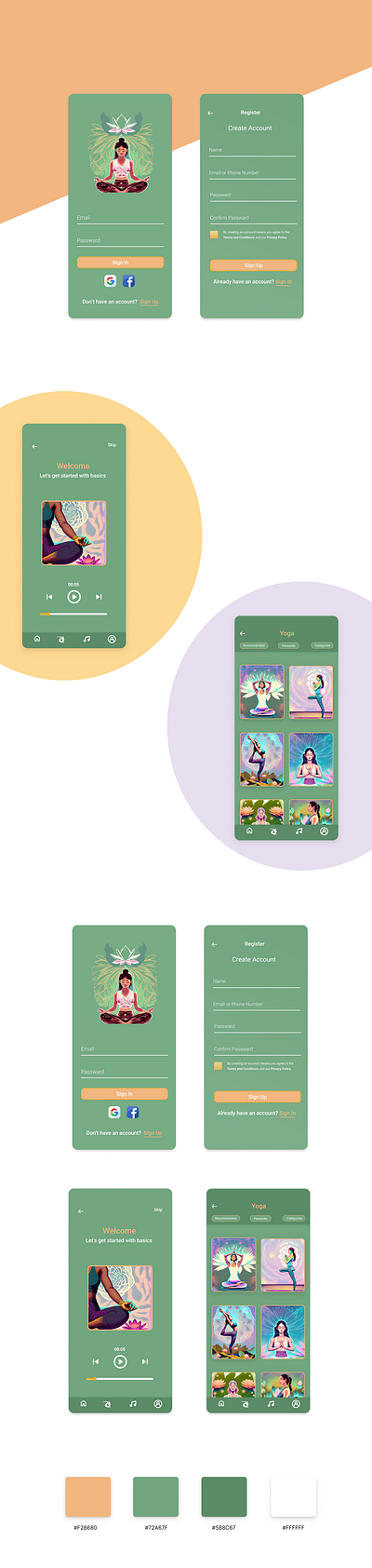 Yoga App app art branding design graphic design illustration mobile mobile app ui ux vector yoga yoga app