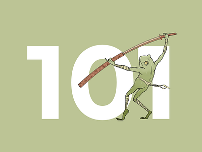 Frog 101 101 art frog green illustration noai samurai sword