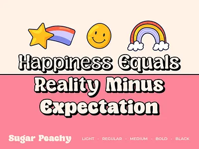 Sugar Peachy - Retro Soft Family 60s 70s cartoon colorful comic cool emblem family fancy font fun funky groovy hippie playful pop culture retro sticker variable vintage