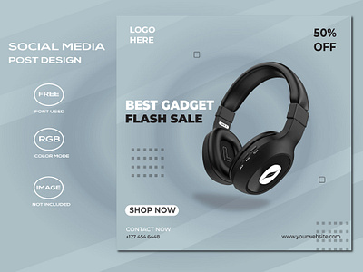 Headphone promotion Banner social media post template branding design headphone illustration post post design socialmedia ui vector