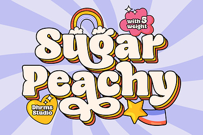 Sugar Peachy - Retro Soft Family 80s 90s cartoon colorful comic cool emblem family fancy font fun funky groovy hippie playful pop culture retro sticker variable vintage