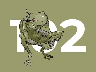 Frog 102 102 art daggers frog green illustration noai rogue warrior