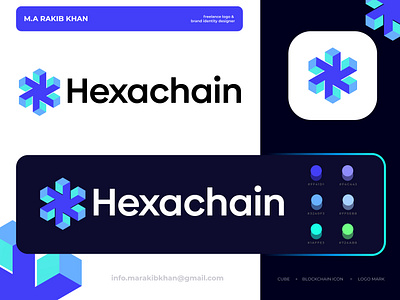 Hexachain Logo Design for blockchain technology agency blockchain branding business company company logo creative logo cube custom logo hexagon initial logo logo logo concept logo design logo designer logo idea logomark mark minimal professional logo