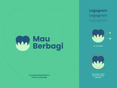 Mau Berbagi branding green grid icon identity logo logogrid mark symbol