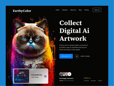 Ai Artwork - Landing Page ai artificial intelligence artwork branding builder cat chatgpt creative dark midjourney ui ux website