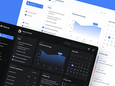Educast - Learning Management System analytics chart clean dark mode dashboard design dashborad e learning education edutech learning management system light mode online learning platform school sidebar study task uiux web webapp