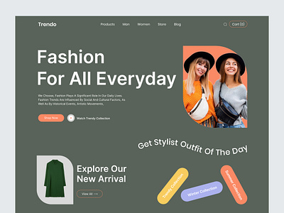 Trendo - Fashion Lading Page fashion fashion style fashion website header landing page shop trend web ui website design women fashion