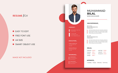 Professional Modern Minimal Resume CV Template branding des design graphic design illustration logo typography ui ux vector