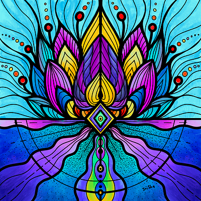 Stained glass flower cg art draw graphic design