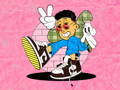 rapper 1930s 90s boy cartoon character cartoon mascot character design cuphead dance hiphop illustration mascot nike old cartoon old school rap rapper rapping rubber hose rubberhose vintage