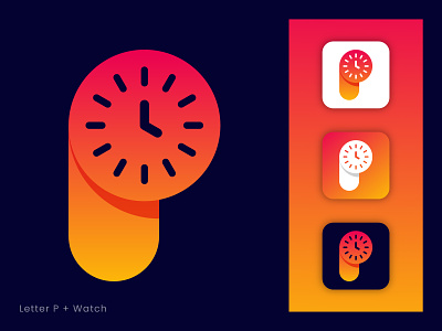 Watch Logo, P letter Mark, startup, modern, creative brand agency brand identity creative logo logo design logo designer logodesign logomark logotype modern logo nft logo p logo startup logo stopwatch tech logo time timer trendy logo visual identity watch website logo