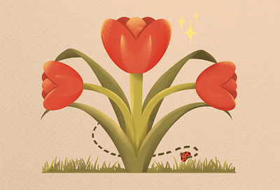 Tulip 🌷 ai artists branding dribbble flowers green illustration red spring support vibe