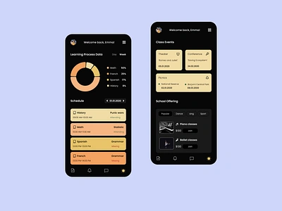 Pupil App app college data events learning mobil design mobile app offering pie chart schedule school school subjects student teaching ui ui ux ux