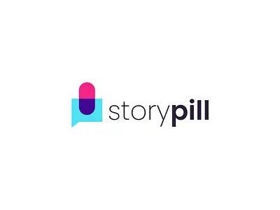 Storypill chat clever combined design exchane iconic logo logodesign minimalist minimalistic negative space pill story storypill talk