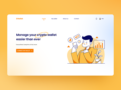 Crypto Wallet Landing Page app drawing illustrations landing page ui uiux design ux