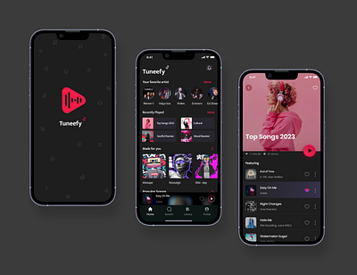 Music Player App UI Design | Tuneefy 3d animation app branding design e commerce graphic design illustration logo motion graphics ui ux vector