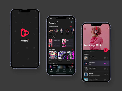 Music Player App UI Design | Tuneefy 3d animation app branding design e commerce graphic design illustration logo motion graphics ui ux vector