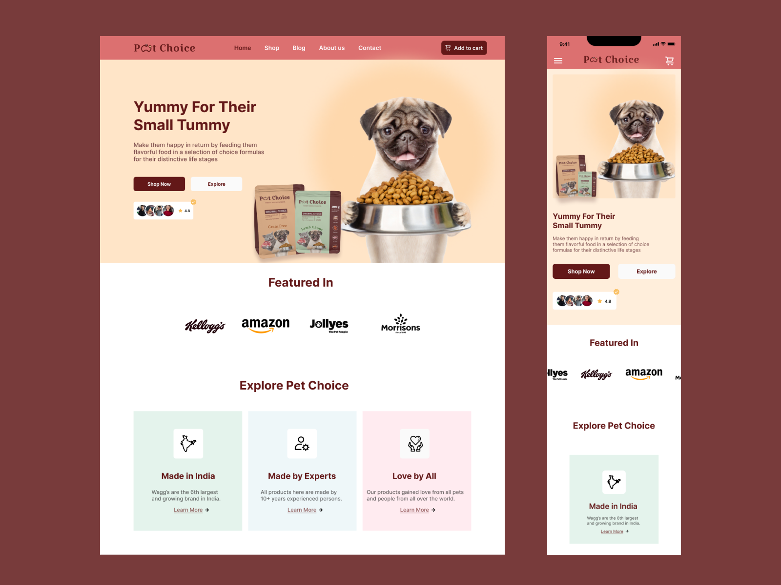 Responsive site Pet Food Shop by Harinee S K on Dribbble