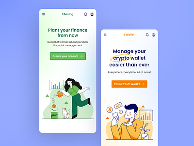 Mobile Ver for Finance Landing Page application cryptocurrency figma finance illustration landing page ui uiux design ux web design