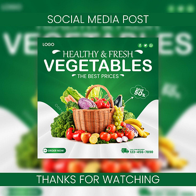 Vegetable Social media / Instagram Post Design ads agrafixer branding fastfood food fresh graphic design healthy socialmediapost vector vegetables vegetablessale