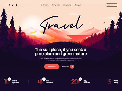 Travel Hero Header banner creative design hero header landing page teavel ui ux web web design website