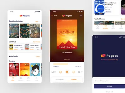 Audio Book Application app design application audiobook books design figma ui uiux design ux