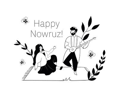 Happy Nowruz! behance black and white branding design dribbble graphic design happy illustration iran iranian minimal norooz nowruz persian vector نوروز