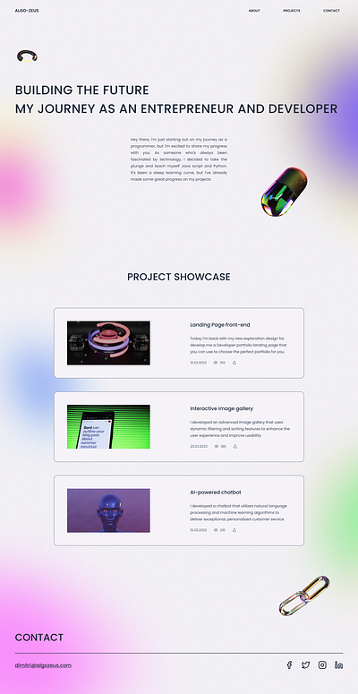 Personal Landing Page clean gradients landing landing page minimal personal personal landing page personal website portfolio ui user interface webdesign website