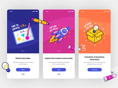 Onboarding UI Concept Design app design application cute design figma illustration note onboarding screen ui uiux design ux
