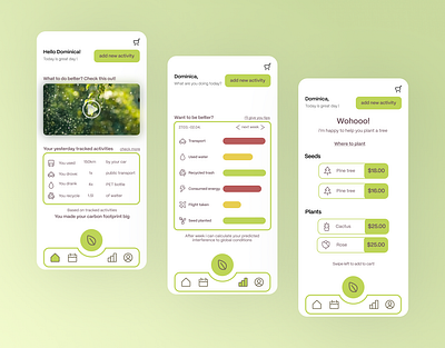 Minimal and futuristic Carbon tracker app 3d concept design figma graphic design illustration iphone mobile app product design ui user interface ux vector