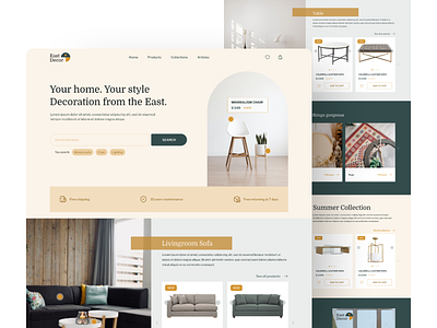 An E-commerce Interior Architecture Landing Page UI Design application decoration design e commerce ecommerce figma interior design landing page ui ui web uiux design ux web design