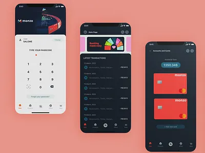 Monzo App app app design banking mbank mobile app mobile bank personal portfolio product design ui ux design