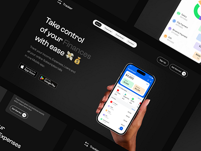 Finance Tracker Landing page Concept app concept finance finance app graphic design interface landing page tracker tracker app ui ui design ui ux