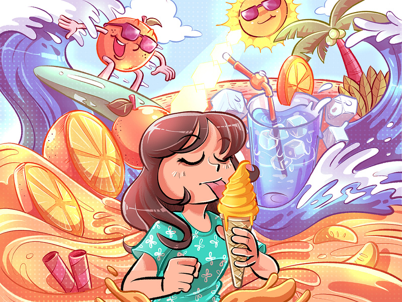 Editorial Illustration - Spring Ice Cream artwork branding commission design digital art florida graphic design ice cream illustration project