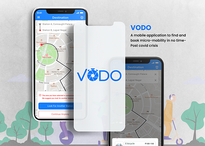 VODO- Micro mobility booking app -Post covid crisis app flow booking booking app case study design e vehicle interface micro mobility mobileapplication onboarding ui user interface ux visualdesign