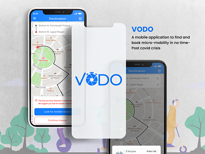 VODO- Micro mobility booking app -Post covid crisis app flow booking booking app case study design e vehicle interface micro mobility mobileapplication onboarding ui user interface ux visualdesign