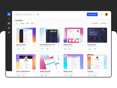 Workspace creating resume/ brief/ email app design application builder creating dashboard design figma ui