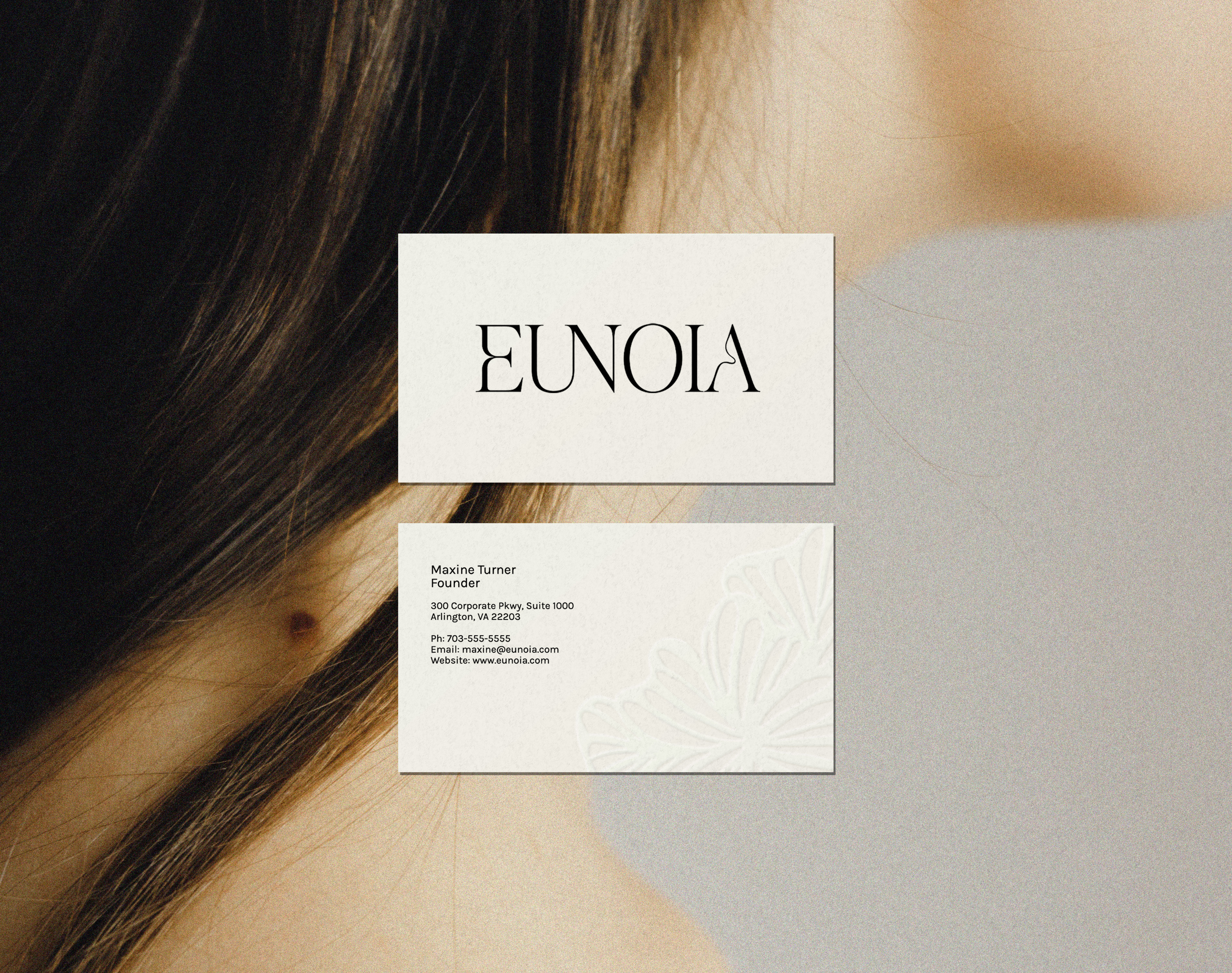 Eunoia Natural Skincare Branding branddesigner branding businesscards cosmetics customtype design graphic design holistic logo logodesign logodesigner mockup organic skincare type typography visualidentity wordmark