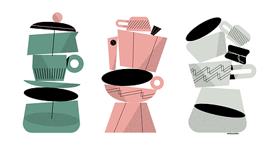 CLARITY DECONSTRUCTED branding coffee cups editorial illustration espresso illustration kitchen morning person plunger vector wake up