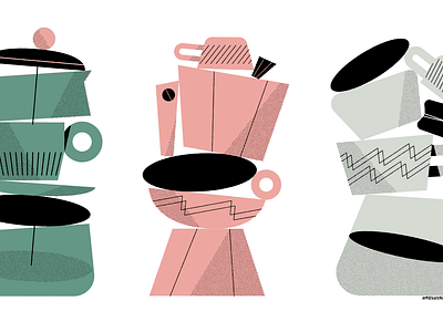CLARITY DECONSTRUCTED branding coffee cups editorial illustration espresso illustration kitchen morning person plunger vector wake up