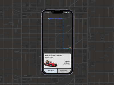 Daily UI #020 020 20 animation app dailyui dailyui020 design drive driveapp driving location location tracker mobile tracker ui ux