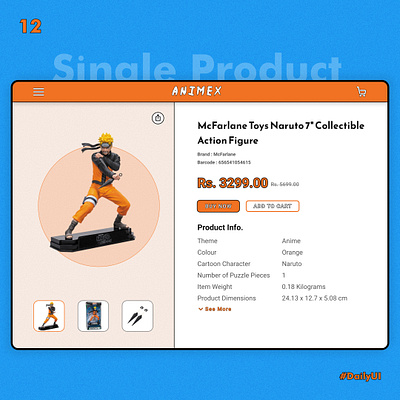 Single Product UI 100dayuichallenge anime blue dailyui day12 design figma naruto orange singleproduct strock ui userinterface ux uxui