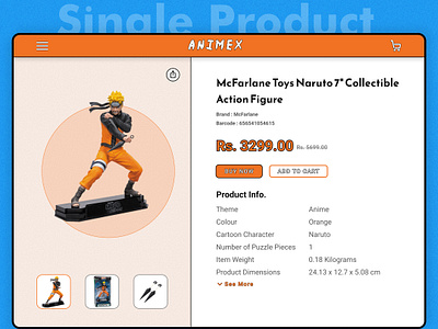 Single Product UI 100dayuichallenge anime blue dailyui day12 design figma naruto orange singleproduct strock ui userinterface ux uxui