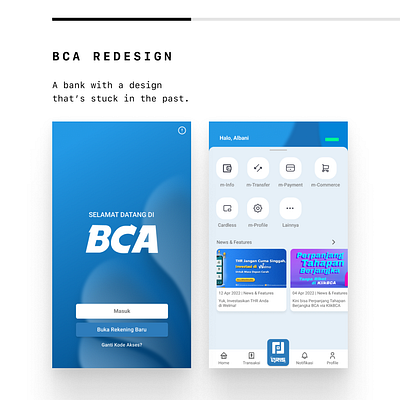 BCA REDESIGN app design typography ui ux