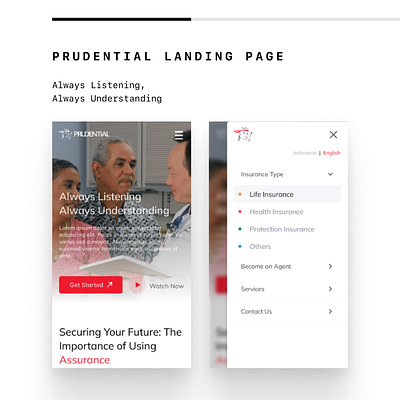 Prudential Landing Page app design graphic design typography ui ux